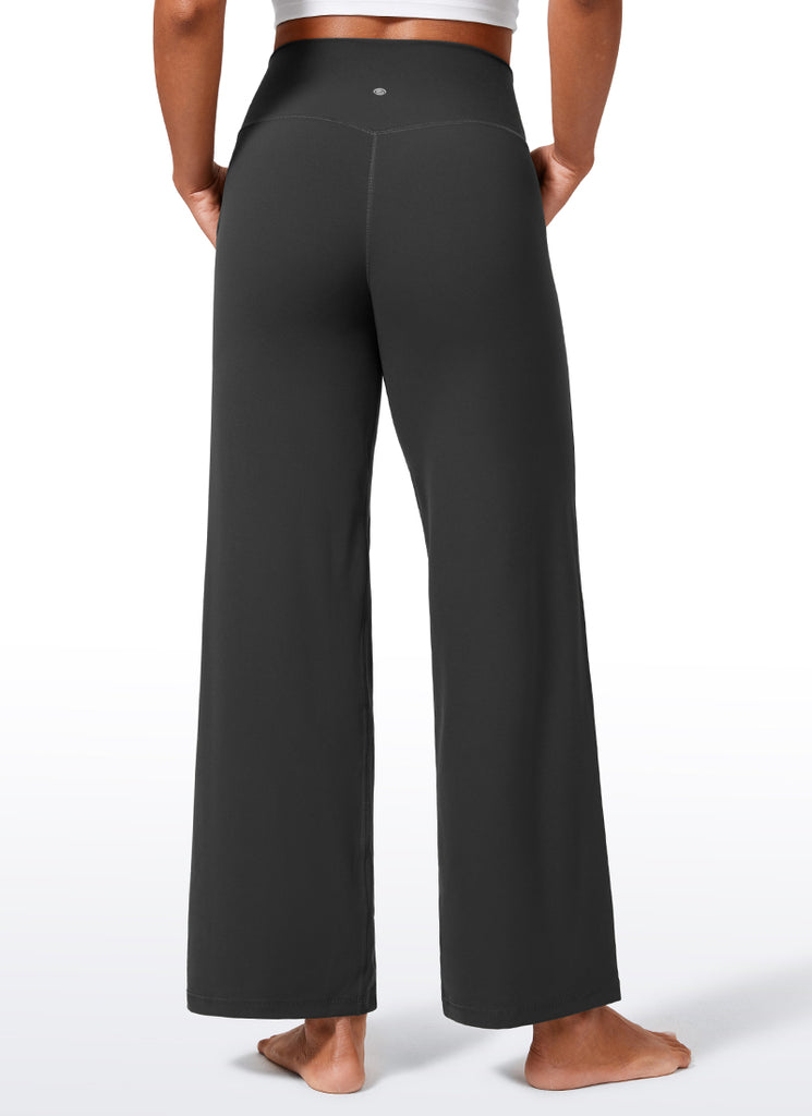 CRZ YOGA Women's Butterlift High Waisted Wide Leg Pants with Pockets Mysterious Grey