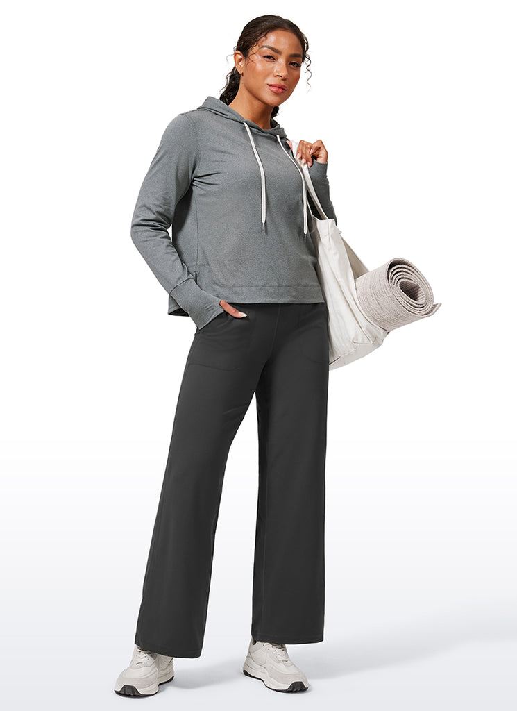CRZ YOGA Women's Butterlift High Waisted Wide Leg Pants with Pockets Mysterious Grey