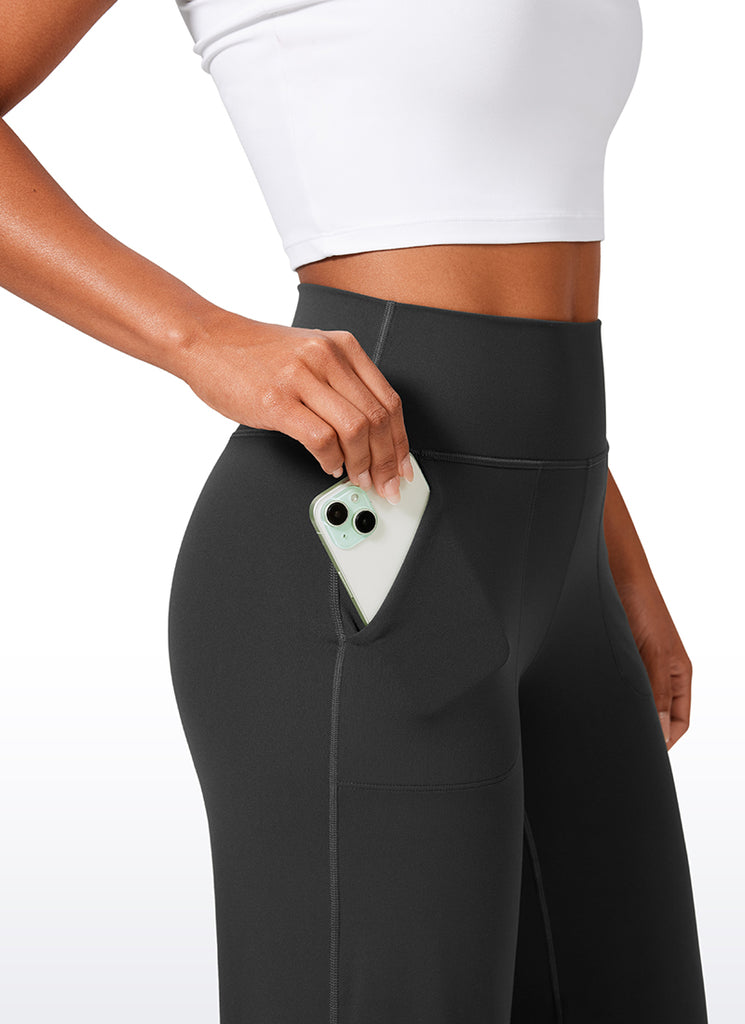 CRZ YOGA Women's Butterlift High Waisted Wide Leg Pants with Pockets Mysterious Grey