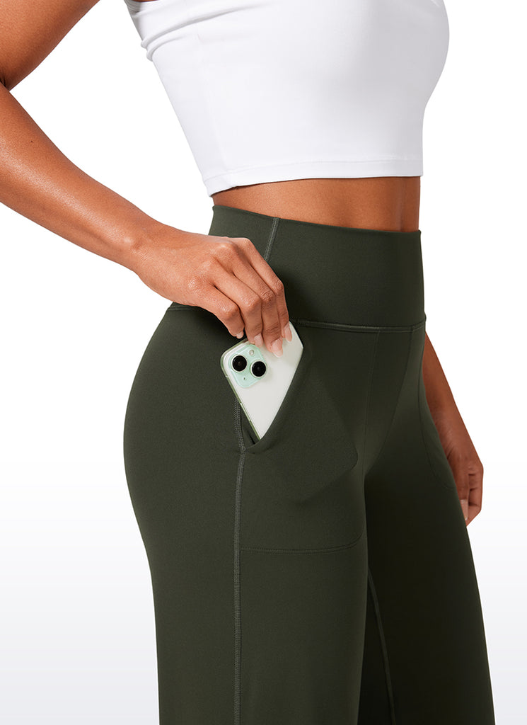 CRZ YOGA Women's Butterlift High Waisted Wide Leg Pants with Pockets Olive Green