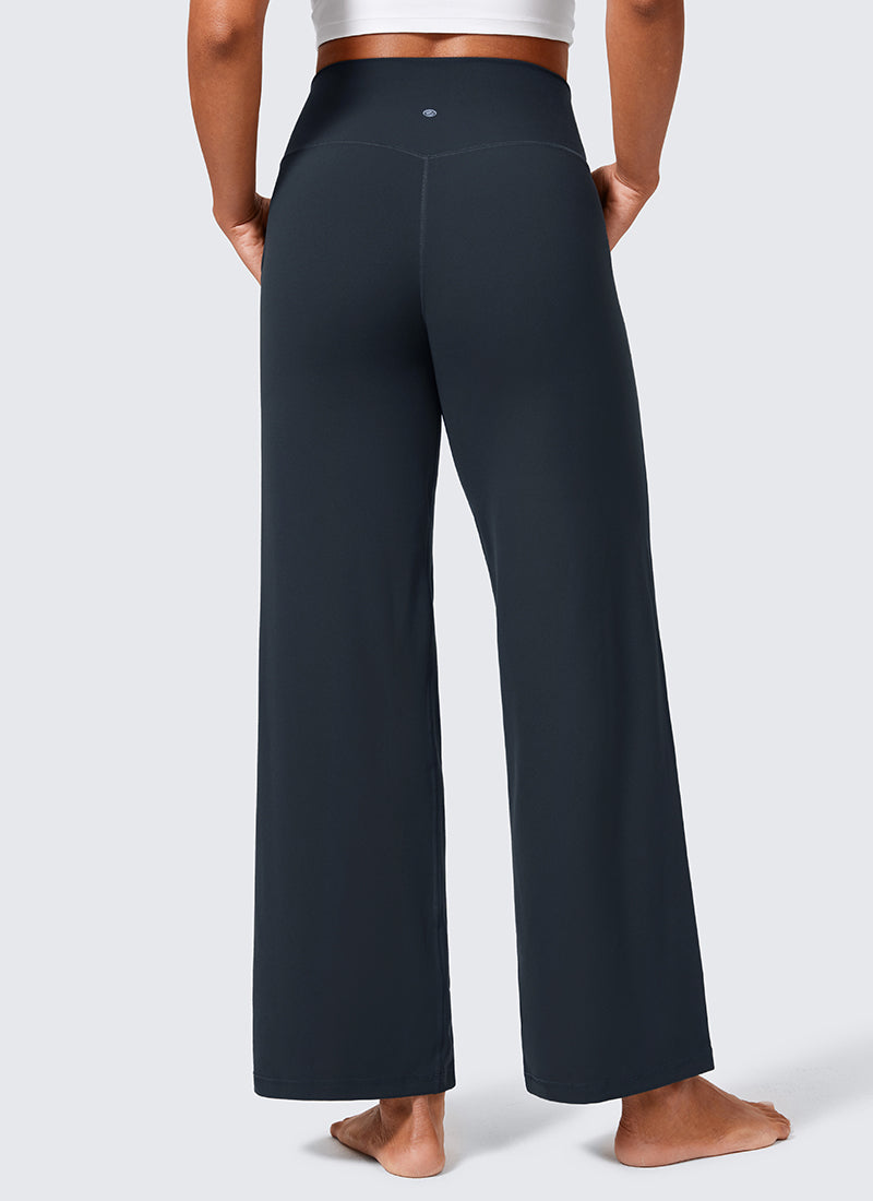 CRZ YOGA Women's Butterlift High Waisted Wide Leg Pants with Pockets True Navy