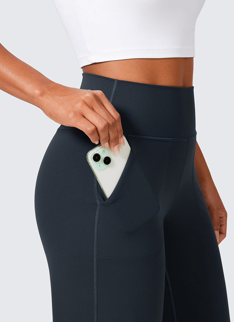 CRZ YOGA Women's Butterlift High Waisted Wide Leg Pants with Pockets Black