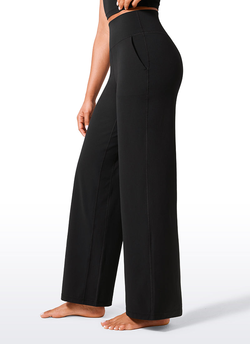 CRZ YOGA Women's Butterlift High Waisted Wide Leg Pants with Pockets Black