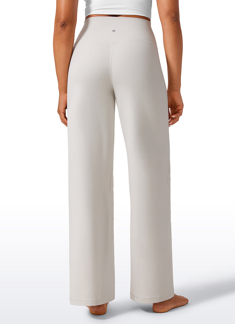 CRZ YOGA Women's Butterlift High Waisted Wide Leg Pants with Pockets Milky White