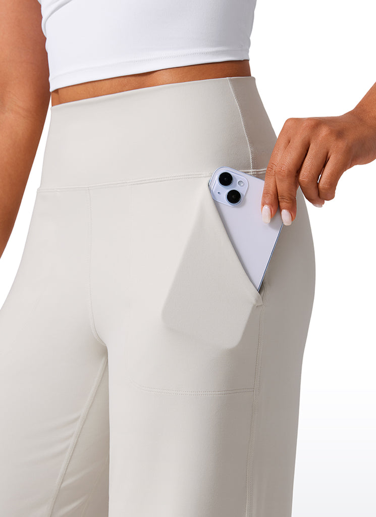 CRZ YOGA Women's Butterlift High Waisted Wide Leg Pants with Pockets Milky White