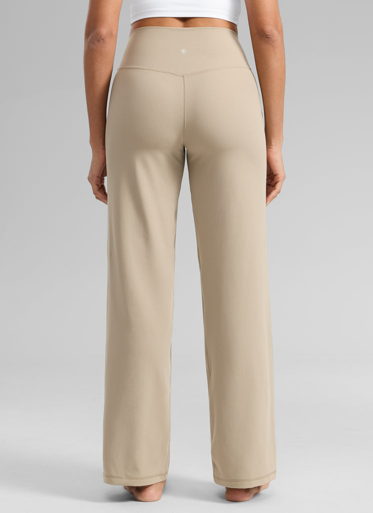 CRZ YOGA Women's Butterlift High Waisted Wide Leg Pants with Pockets Oak