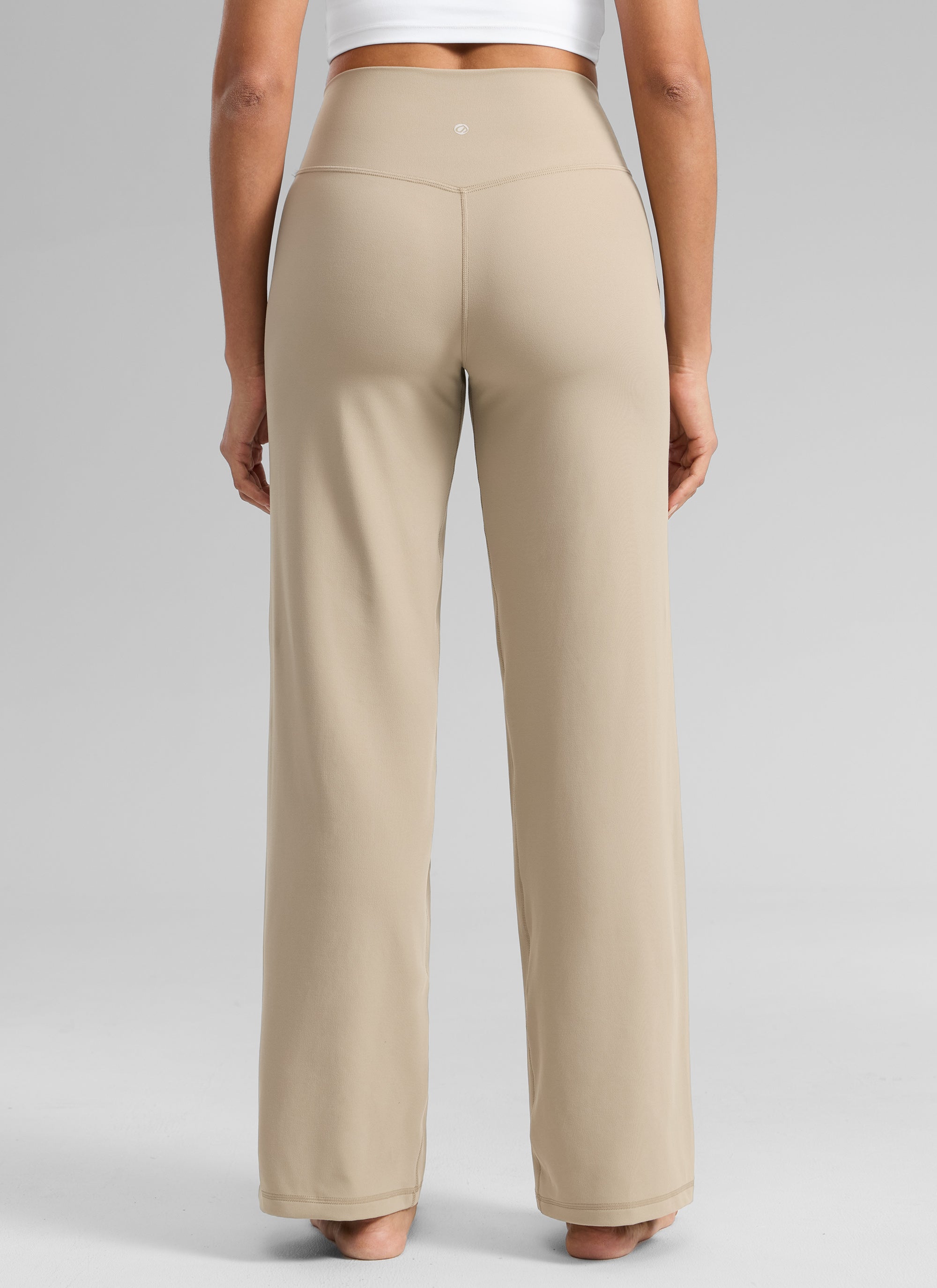 CRZ YOGA Women's Butterlift High Waisted Wide Leg Pants with Pockets Oak @model_info:Dany