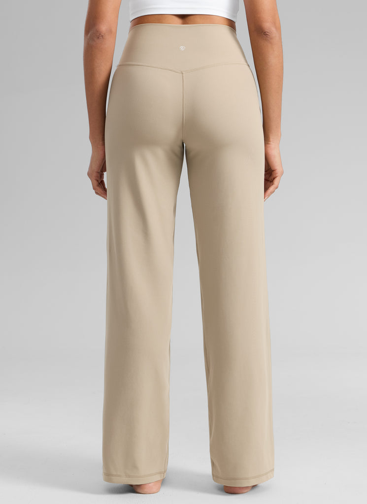 CRZ YOGA Women's Butterlift High Waisted Wide Leg Pants with Pockets 33" Mysterious Grey