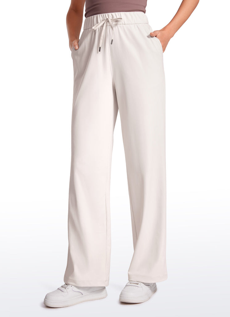 CRZ YOGA Women Stretch Straight Wide Leg Casual Pockets Pants 30.5” Dark Chrome