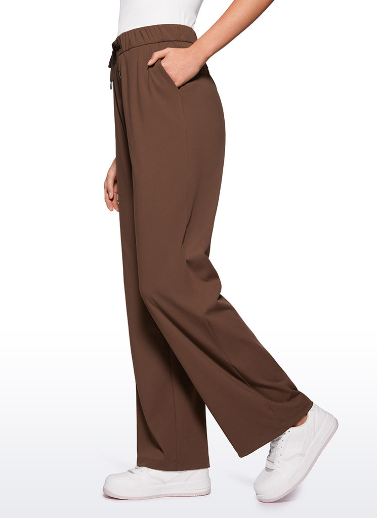 CRZ YOGA Women Stretch Straight Wide Leg Casual Pockets Pants 30.5” Olive Green