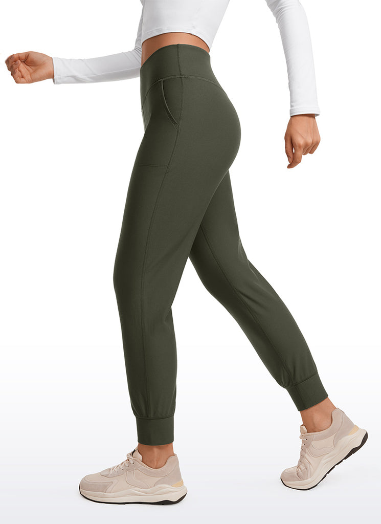 CRZ YOGA Womens Fleece Lined Soft Workout Joggers with Pockets 27.5" Olive Green