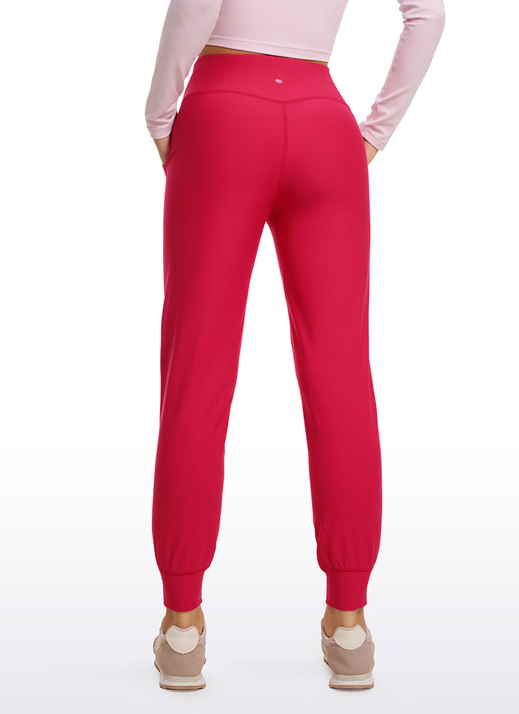 CRZ YOGA Womens Fleece Lined Soft Workout Joggers with Pockets 27.5" Viva Magenta