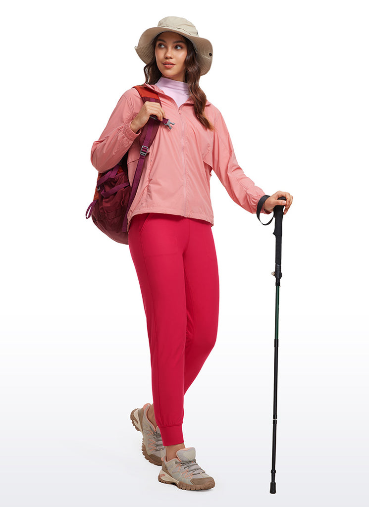 CRZ YOGA Womens Fleece Lined Soft Workout Joggers with Pockets 27.5" Viva Magenta