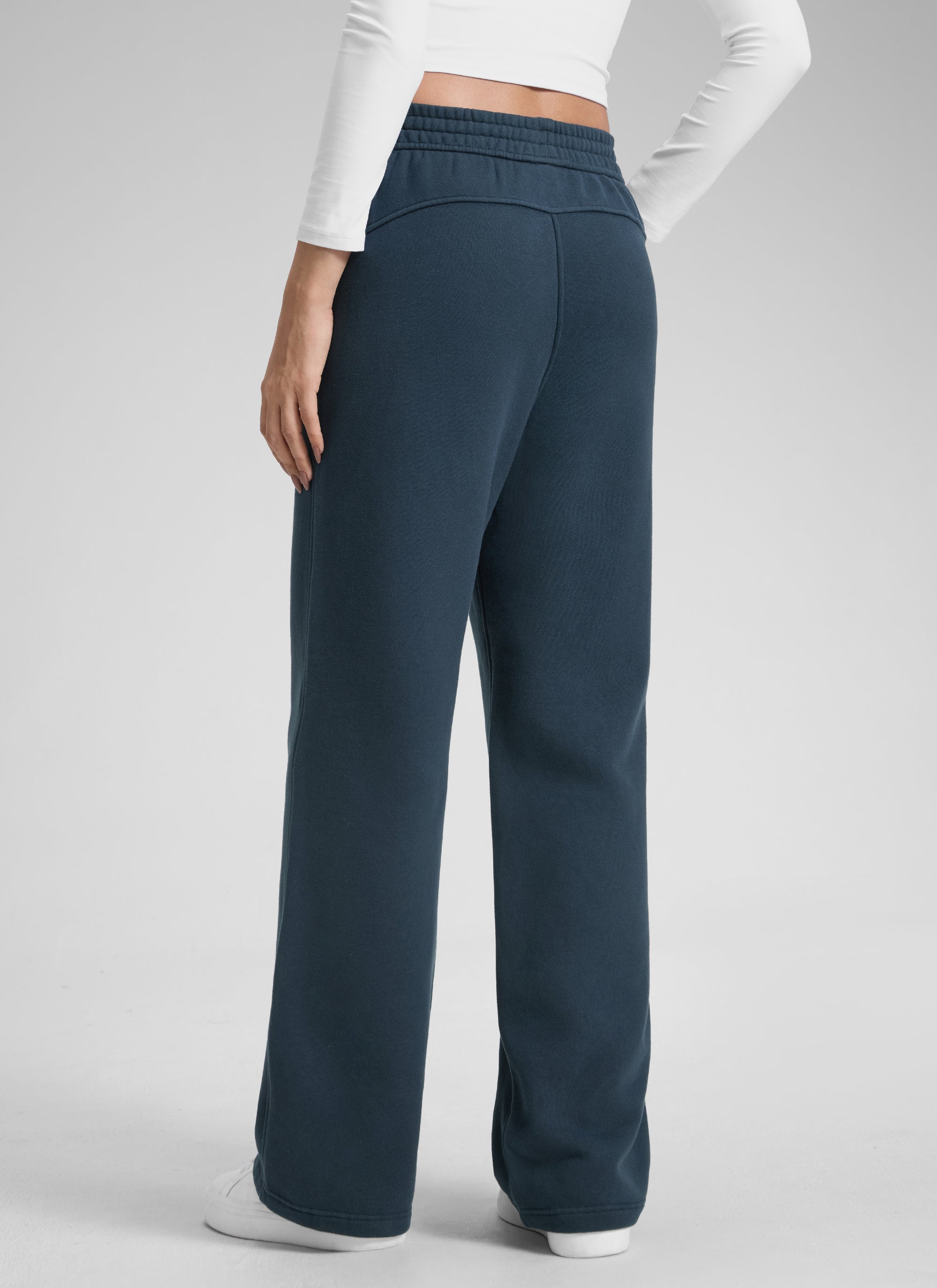 CRZ YOGA Womens Cotton Fleece Lined Straight Leg Lounge Sweatpants30'' Ink Blue