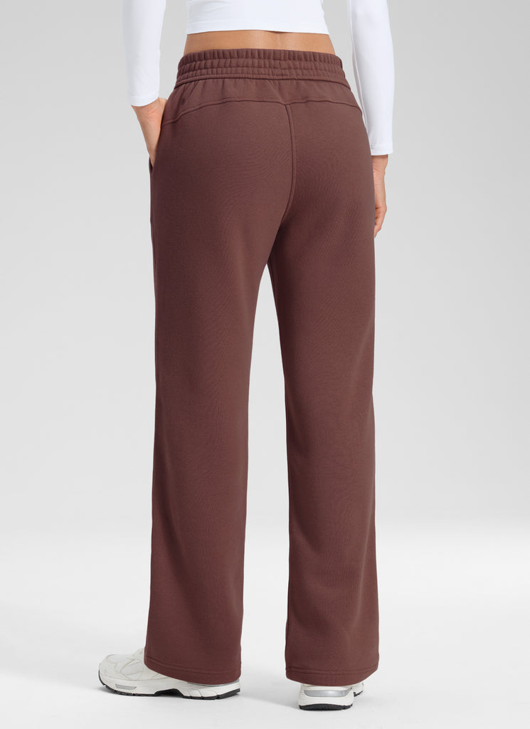 CRZ YOGA Womens Cotton Fleece Lined Straight Leg Lounge Sweatpants30'' Taupe