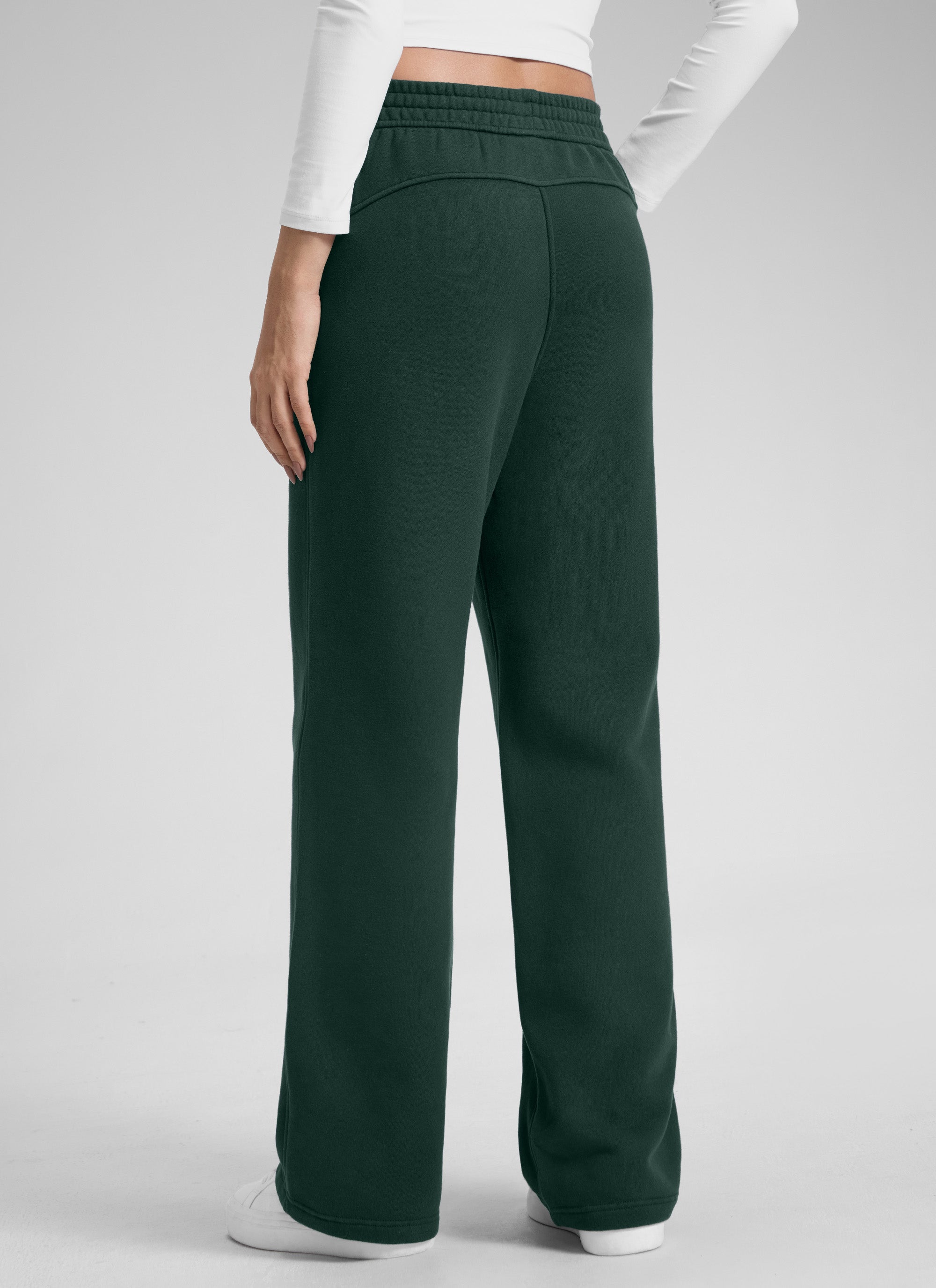 CRZ YOGA Womens Cotton Fleece Lined Straight Leg Lounge Sweatpants30'' Legend Green