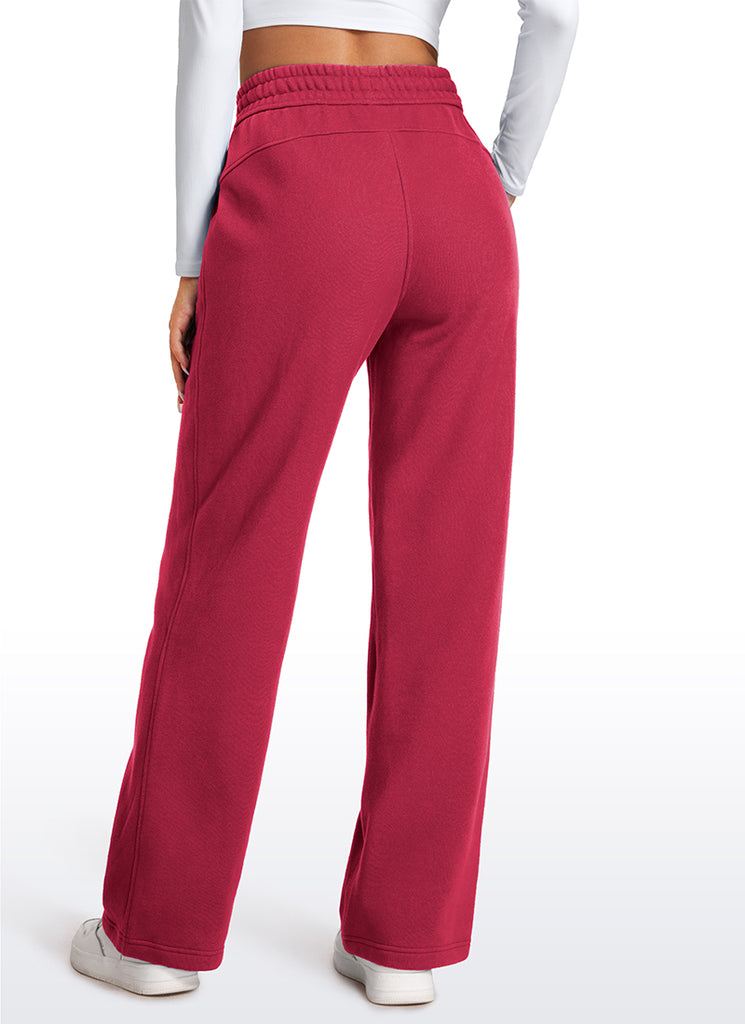 CRZ YOGA Womens Cotton Fleece Lined Straight Leg Lounge Sweatpants30'' Pomegranate