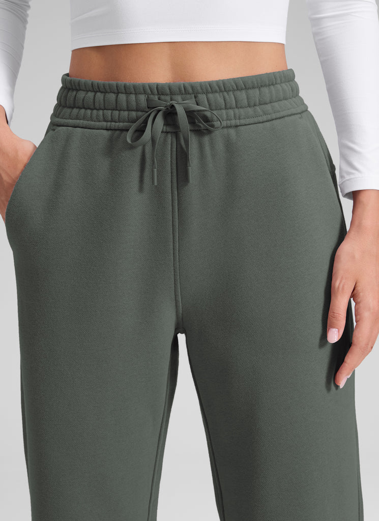 CRZ YOGA Women's Cotton Fleece Lined Casual Straight Leg Pant 28'' Dark Red 2