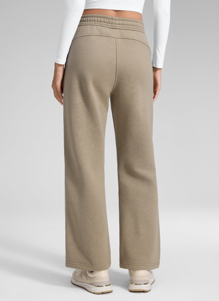 CRZ YOGA Women's Cotton Fleece Lined Casual Straight Leg Pant 28'' Dark Red 2