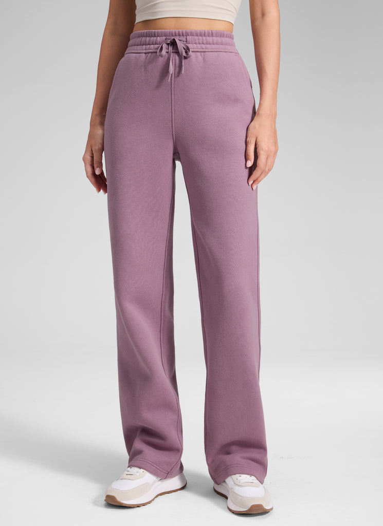 CRZ YOGA Women's Cotton Fleece Lined Casual Straight Leg Pant 32'' Ink Blue