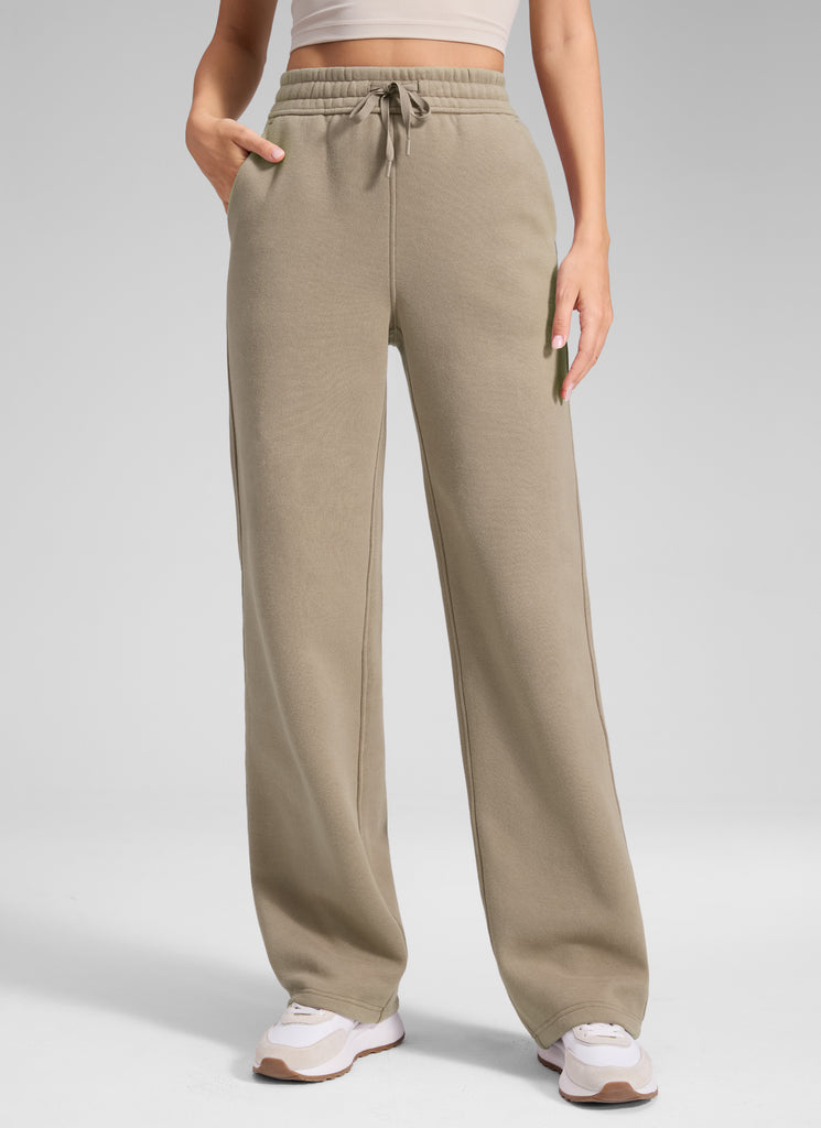 CRZ YOGA Women's Cotton Fleece Lined Casual Straight Leg Pant 32'' Ink Blue