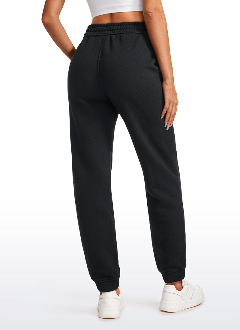 CRZ YOGA Womens Cotton Fleece Lined High Rise Sweatpants Joggers 28'' Black