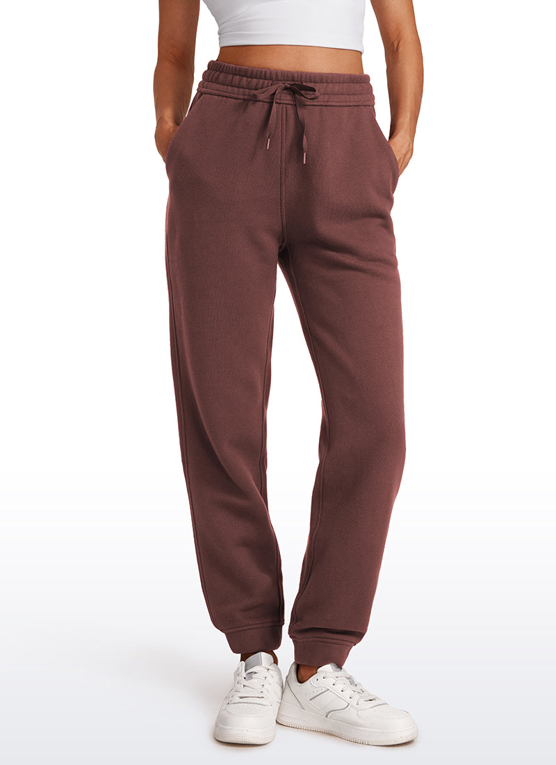 CRZ YOGA Womens Cotton Fleece Lined High Rise Sweatpants Joggers 28'' Taupe
