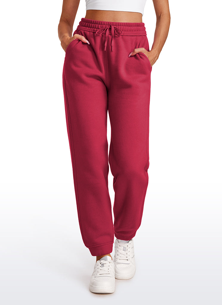 CRZ YOGA Womens Cotton Fleece Lined High Rise Sweatpants Joggers 28'' Hibiscus Purple