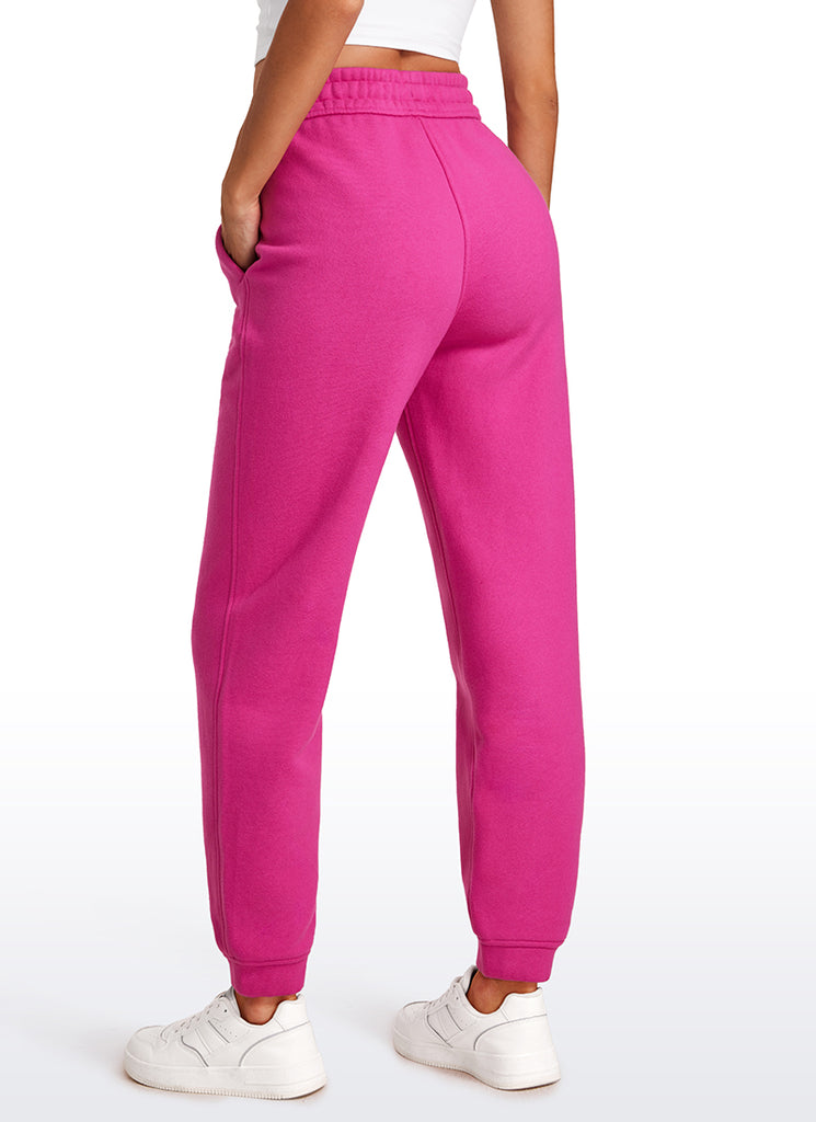 CRZ YOGA Womens Cotton Fleece Lined High Rise Sweatpants Joggers 28'' Hibiscus Purple