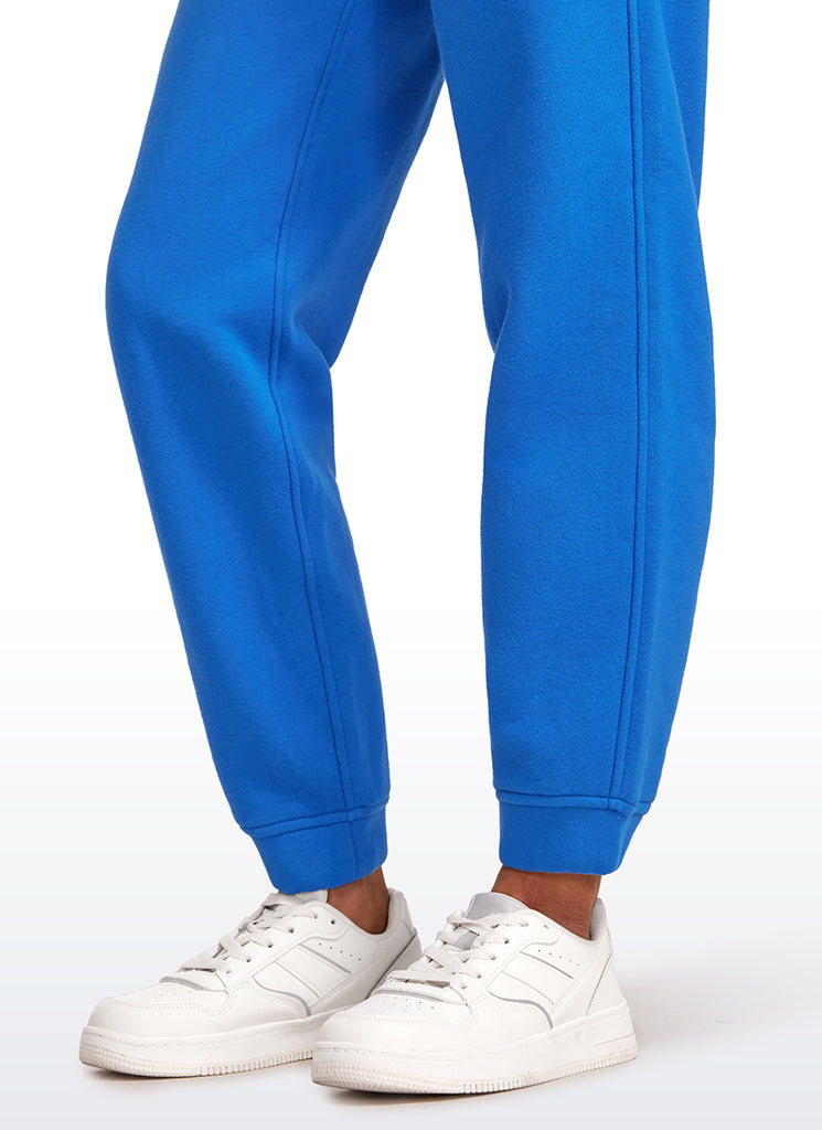 CRZ YOGA Womens Cotton Fleece Lined High Rise Sweatpants Joggers 28'' Sparkle Blue