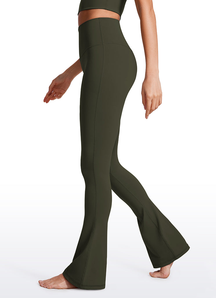 CRZ YOGA Women  Butterluxe High Waist Pockets Mini Flared Leggings 32" Olive Green