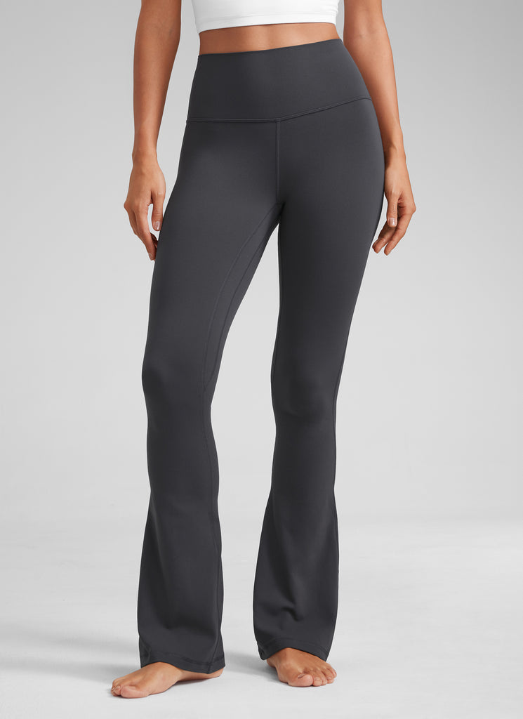 CRZ YOGA Women  Butterluxe High Waist Pockets Mini Flared Leggings 32" Black Tie Dye Flowers