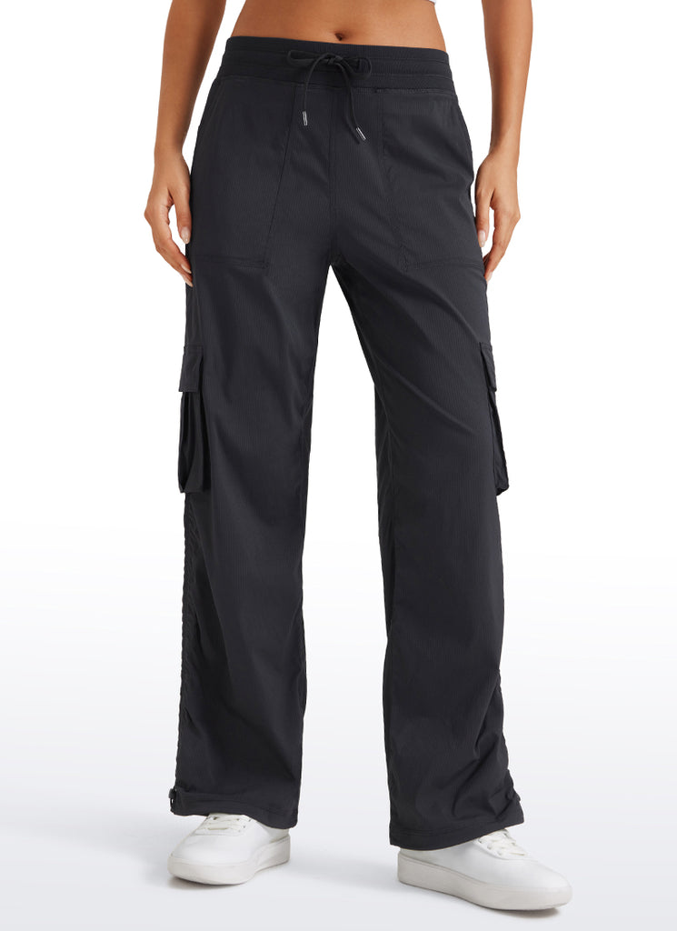 CRZ YOGA  Lightweight Workout Straight Leg Pocket Casual Cargo Pants Black