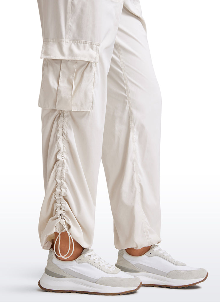 CRZ YOGA  Lightweight Workout Straight Leg Pocket Casual Cargo Pants Milky White