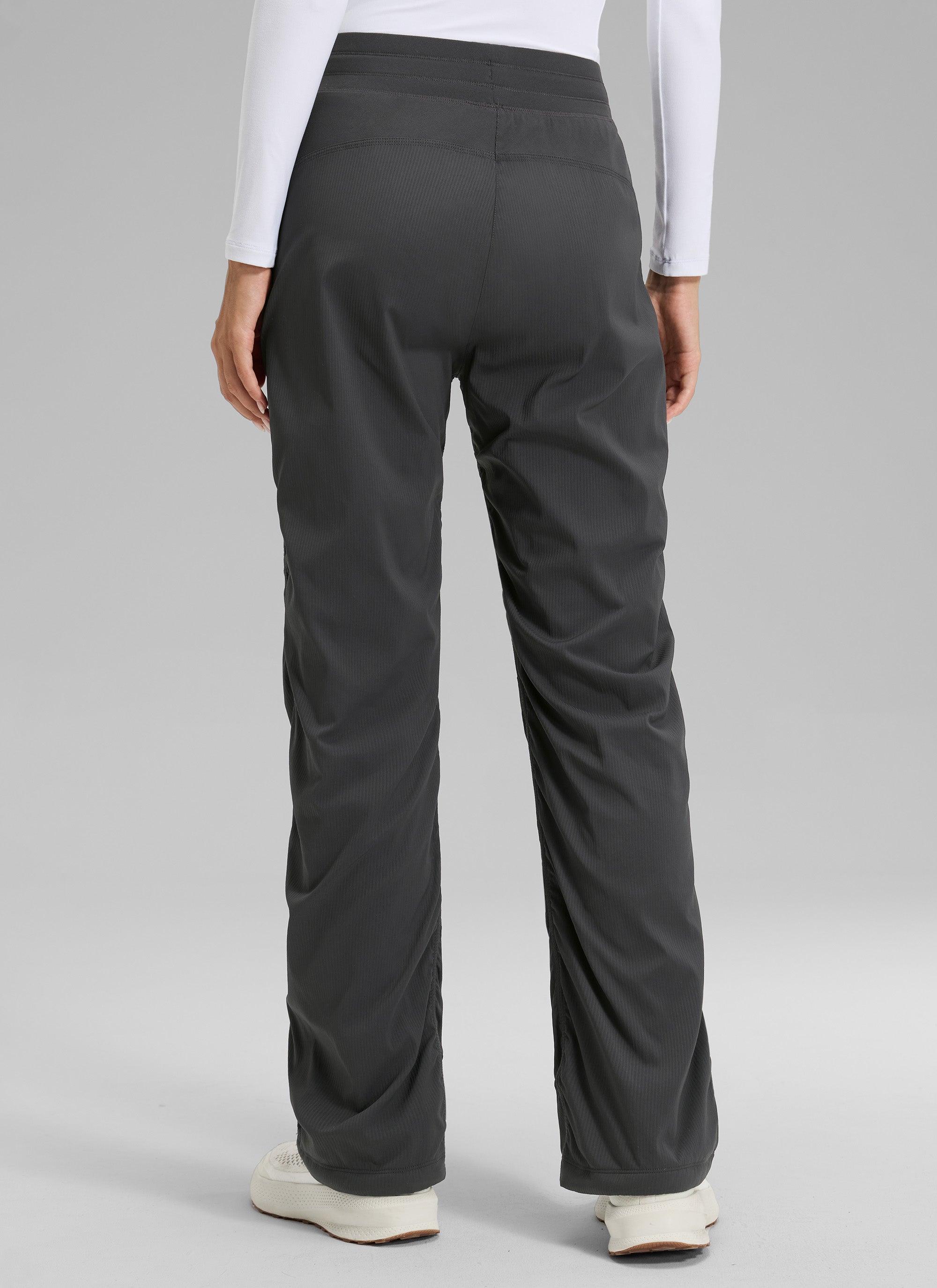 CRZ YOGA Women's Casual Mid Rise Drawstring Pocket Straight Leg Pant Ink Gray