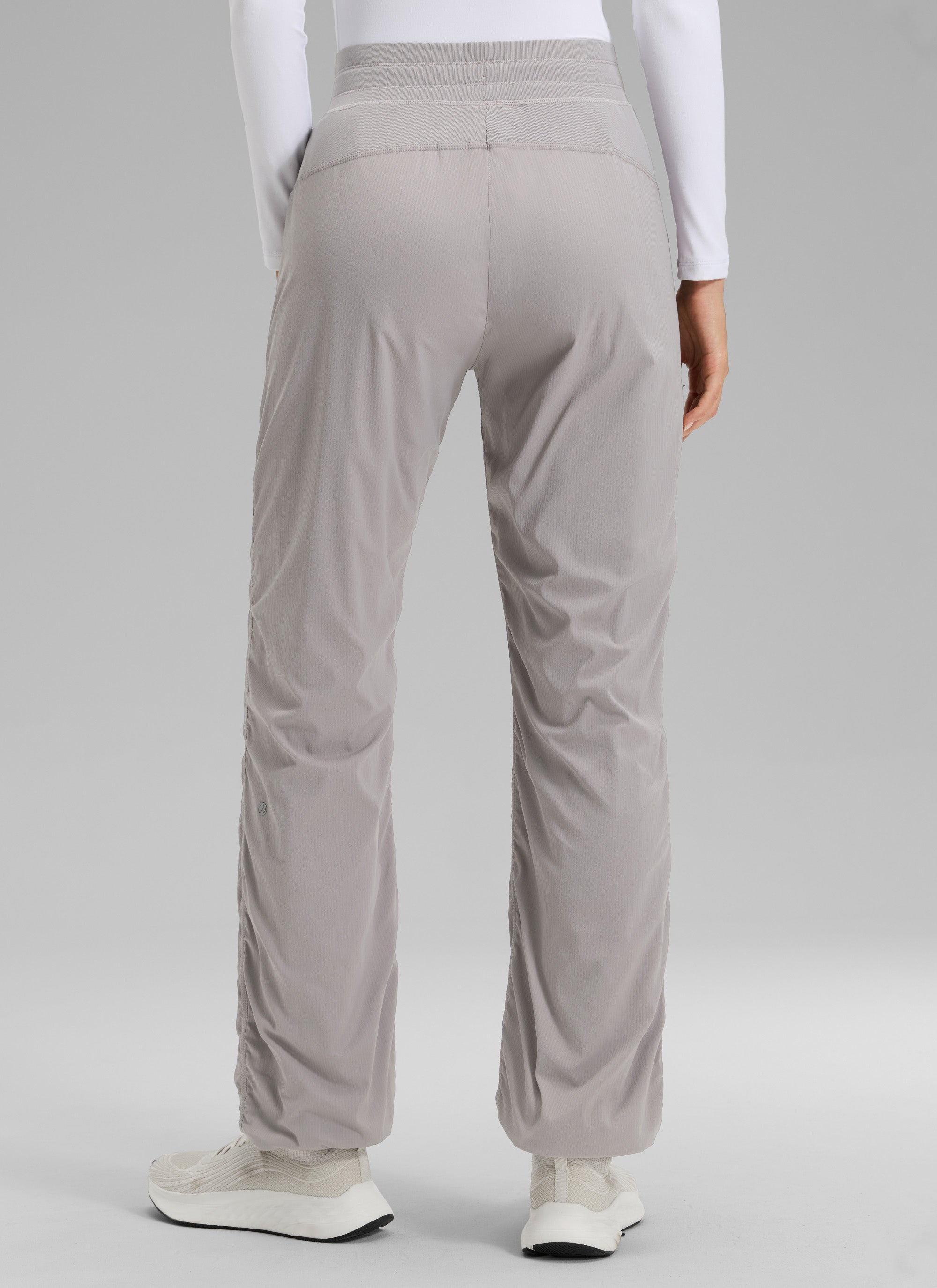 CRZ YOGA Women's Casual Mid Rise Drawstring Pocket Straight Leg Pant Dark Chrome