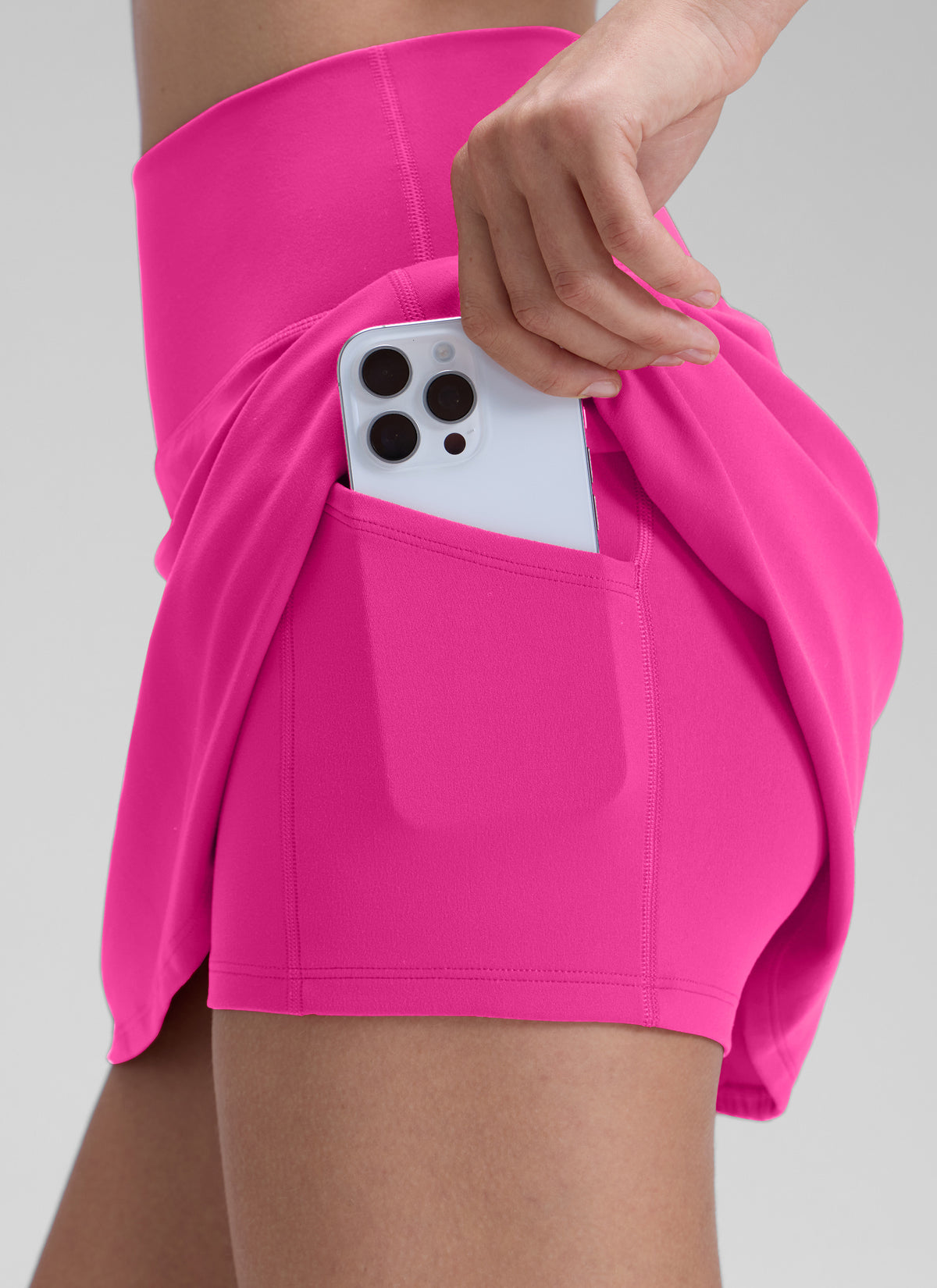 CRZ YOGA Women's Butterluxe High Rise Tennis Skirts 14.5'' with Pocket Hibiscus Purple @model_info:Kerr