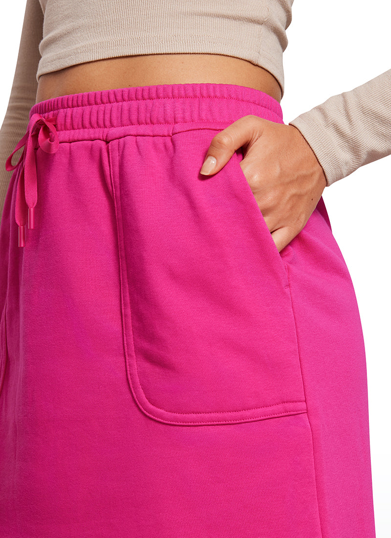 CRZ YOGA Women's High Rise Down the Street Sweat Skirts 17'' Pockets Granita Pink