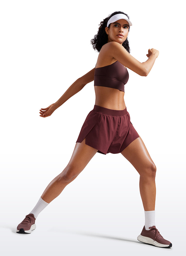 CRZ YOGA Women's Running Feathery-Fit Soft Spilt Short Quick Dry Lined Sparkle Blue