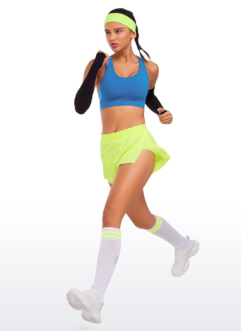 CRZ YOGA Women's Running Feathery-Fit Soft Spilt Short Quick Dry Lined Neon Yellow