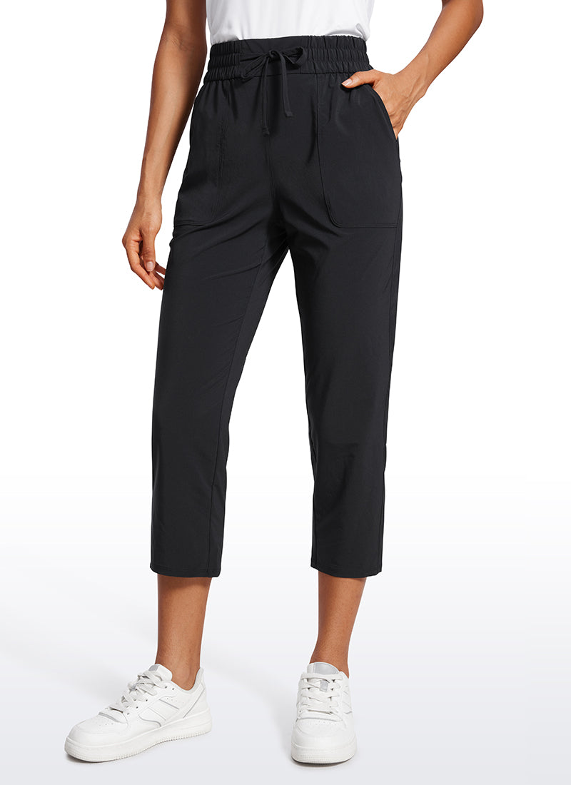 CRZ YOGA Women's Casual Slim Fit Cropped Pants with Pockets 23'' Black