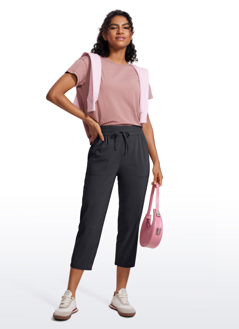 CRZ YOGA Women's Casual Slim Fit Cropped Pants with Pockets 23'' Graphite Grey