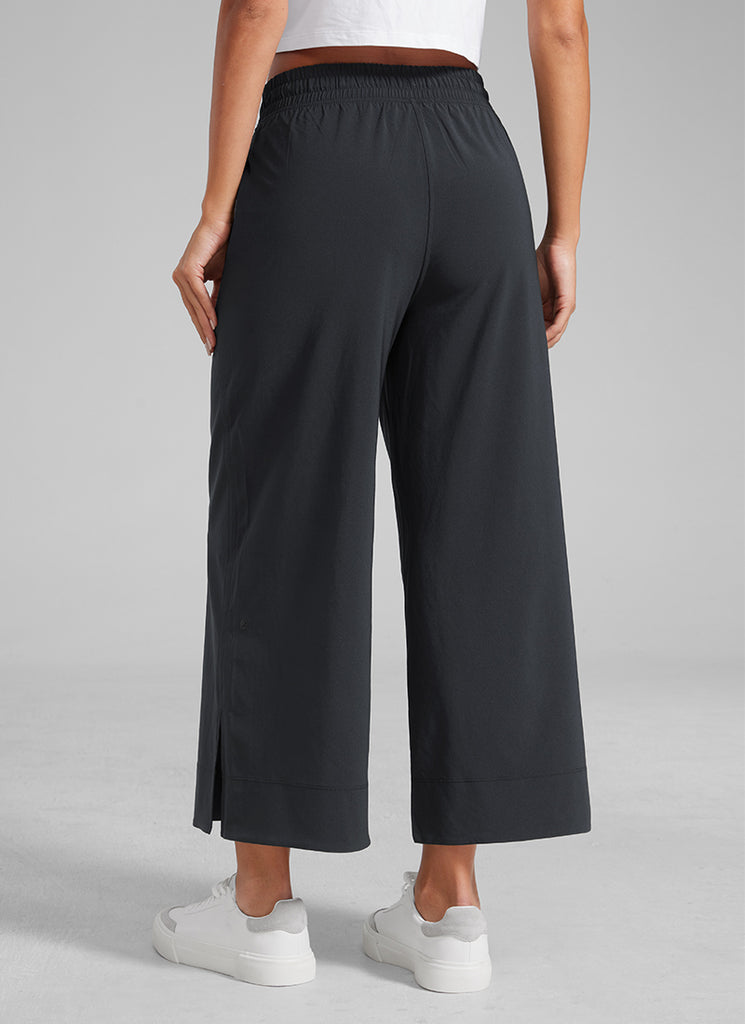 CRZ YOGA Women's  Causal High Waisted Wide Leg Pockets Pants 25'' Graphite Grey