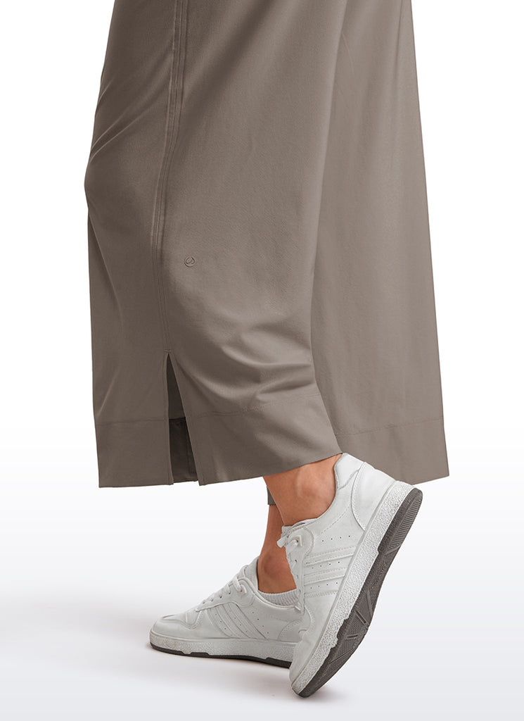 CRZ YOGA Women's  Causal High Waisted Wide Leg Pockets Pants 25'' Graphite Grey