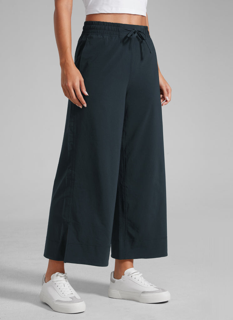 CRZ YOGA Women's  Causal High Waisted Wide Leg Pockets Pants 25'' Grey Sage