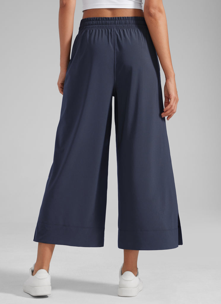 CRZ YOGA Women's  Causal High Waisted Wide Leg Pockets Pants 25'' Hot Fudge Brown