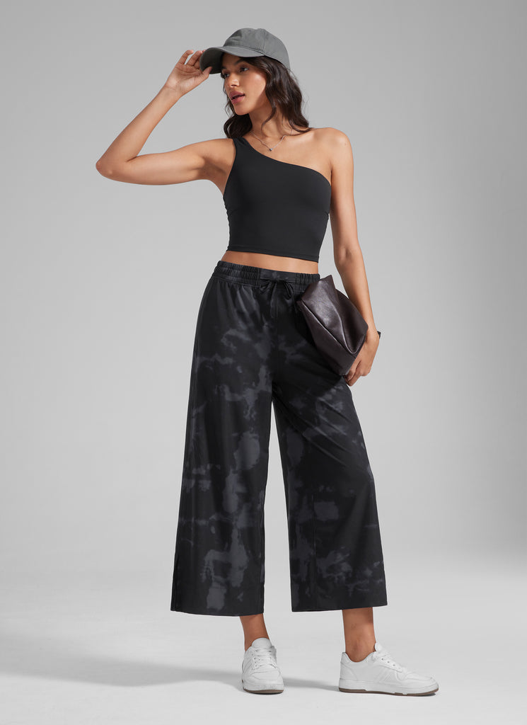 CRZ YOGA Women's  Causal High Waisted Wide Leg Pockets Pants 25'' Pink Peony