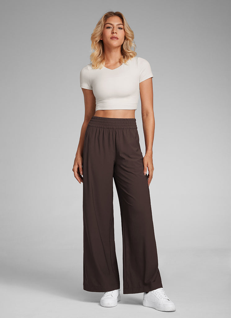 CRZ YOGA Women's Casual High Rise Wide Leg Pants with Pockets 30'' True Navy