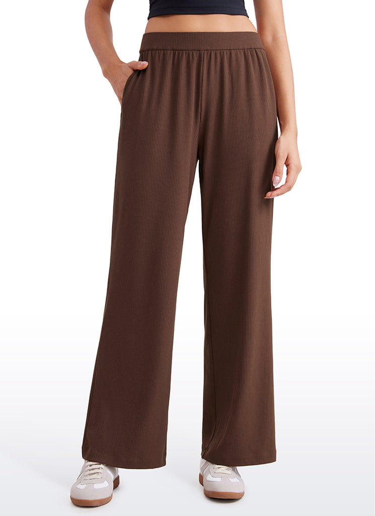 CRZ YOGA Women's Casual Lounge High Rise Sweatpants with Pockets 30.5" Coffee Brown