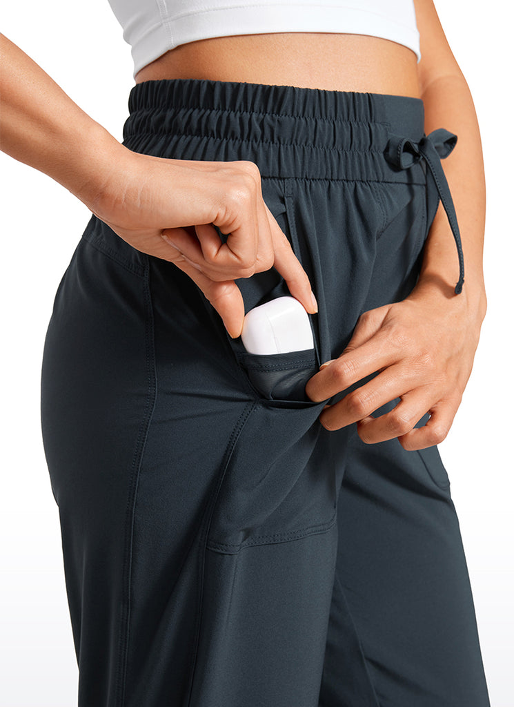 CRZ YOGA Women's Casual Workout Pants Mid Rise with Pockets 27" Black